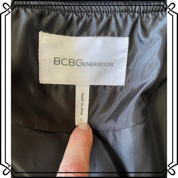 BCBG Generation Diamond Quilted Long Line Bomber Coat w knit collar & cuffs - Picture 8 of 9